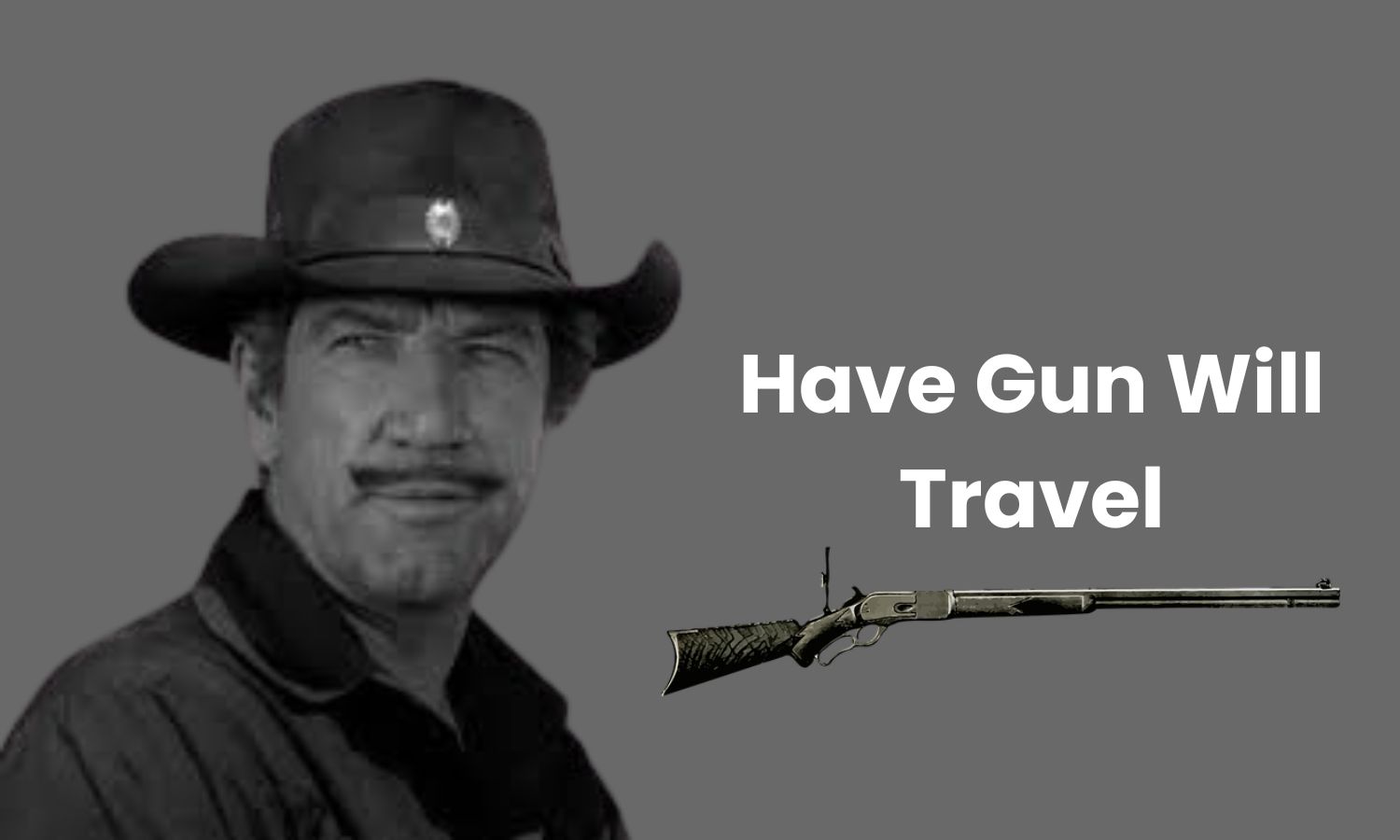 Black-and-white portrait of Richard Boone as Paladin, star of 'Have Gun Will Travel